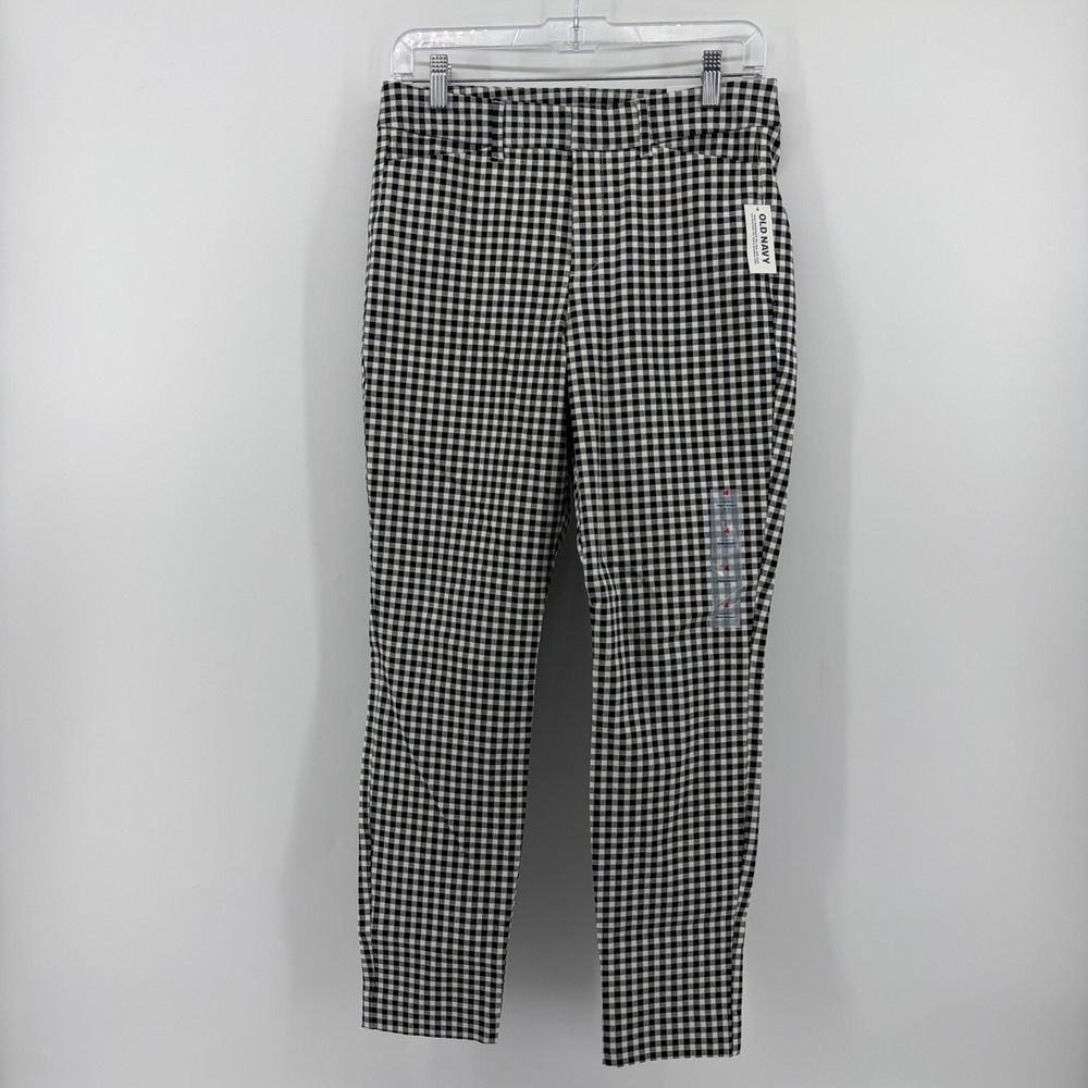 Old Navy Womens 4 Black Gingham Pixie Skinny High Rise Checkered Ankle Pants